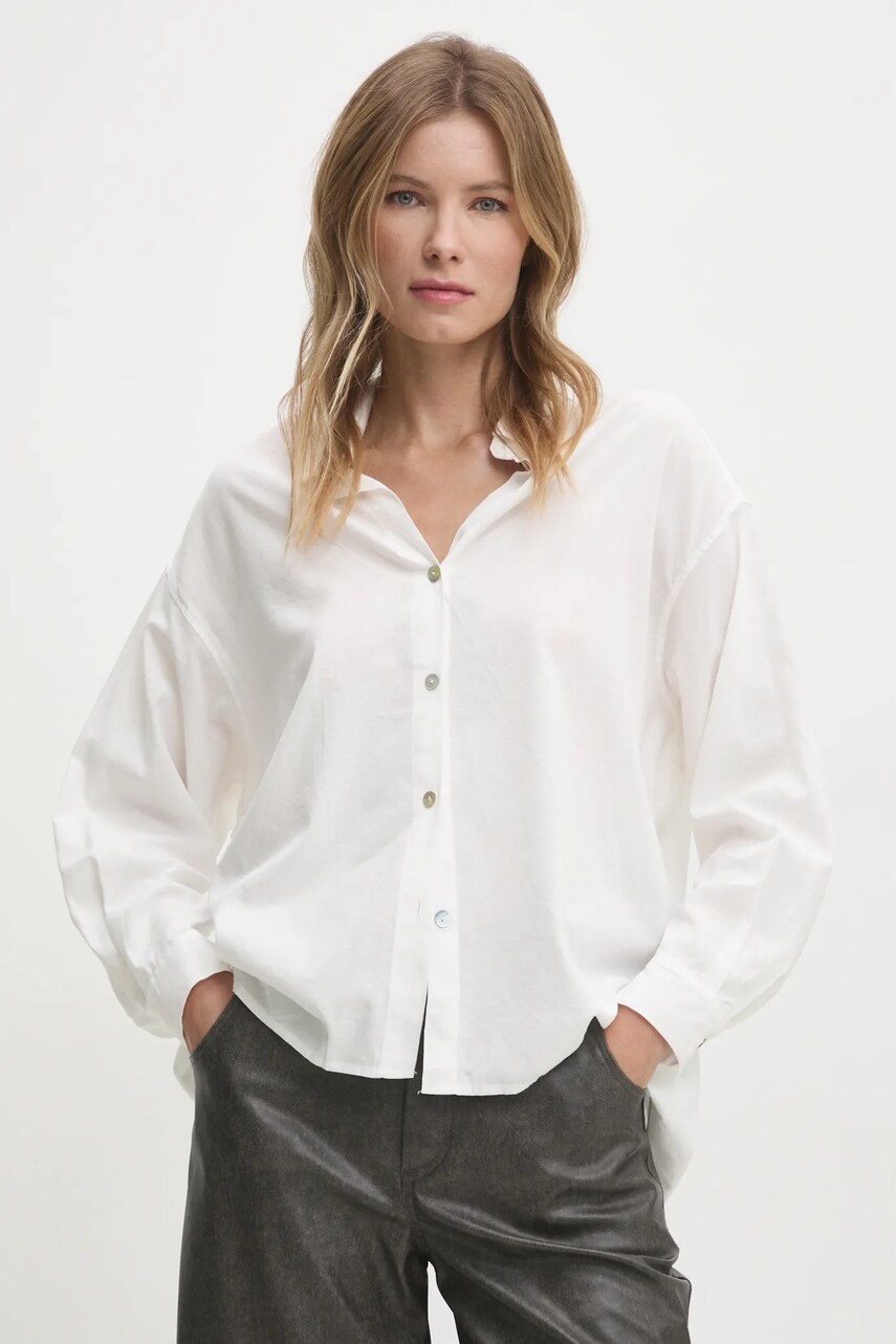Answear Lab camasa femei, culoarea alb, cu guler clasic, relaxed