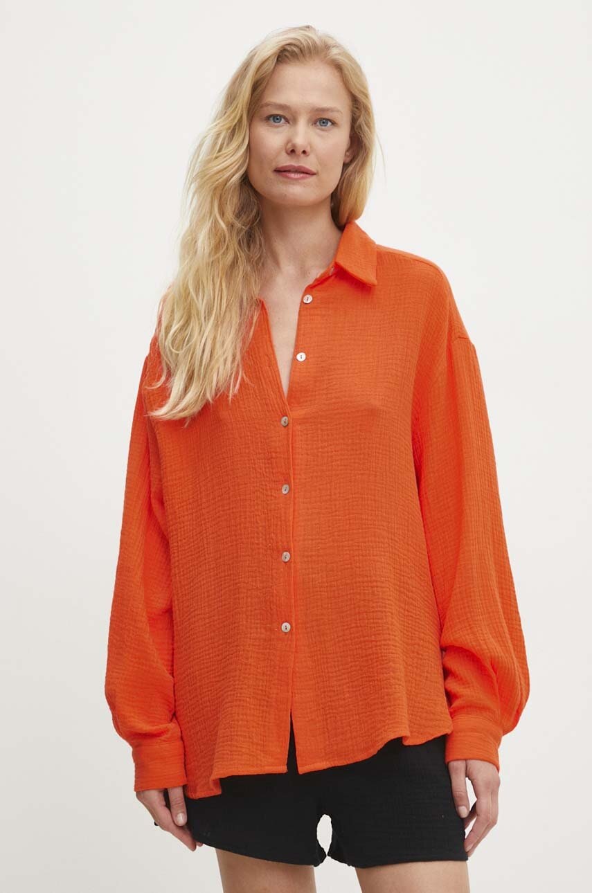 Answear Lab camasa din bumbac femei, culoarea portocaliu, cu guler clasic, relaxed Answear Lab camasa din bumbac femei, culoarea portocaliu, cu guler clasic, relaxed