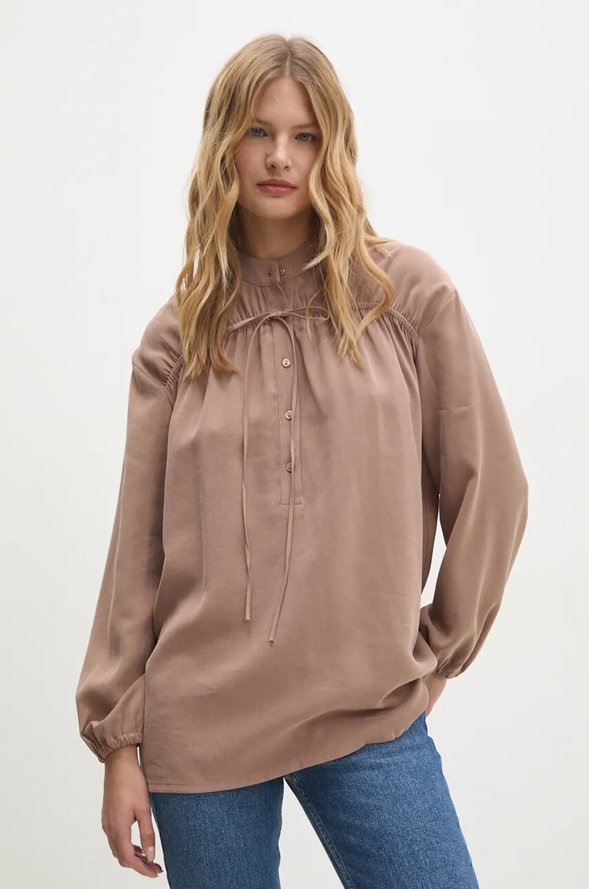 Answear Lab bluza femei, culoarea maro, neted