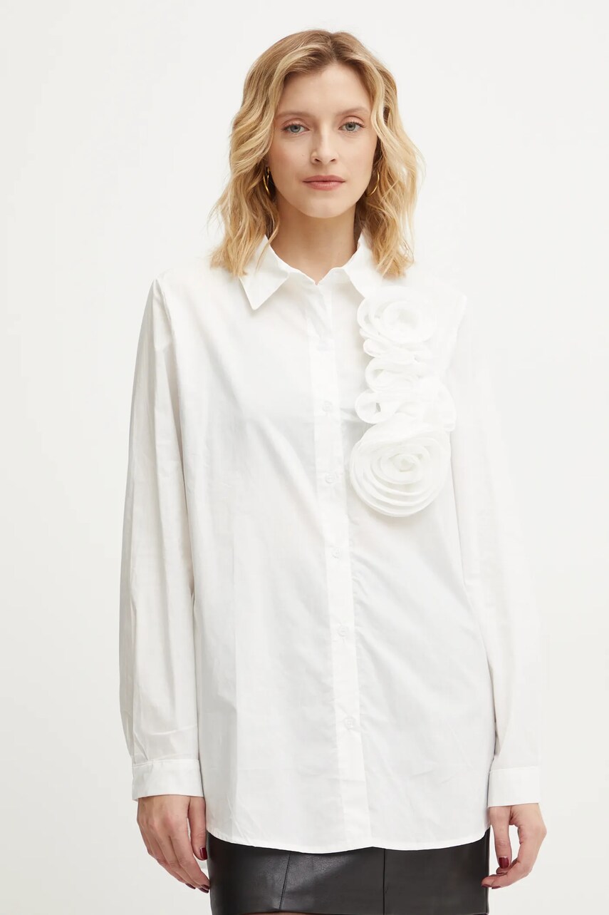 Answear Lab camasa din bumbac femei, culoarea alb, cu guler clasic, regular