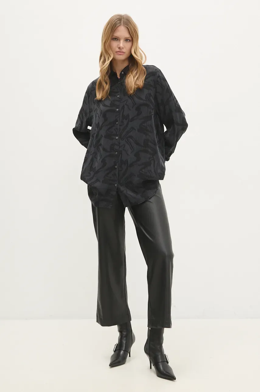 Рубашка Answear.LAB женская цвет чёрный relaxed классический воротник Рубашка Answear.LAB женская цвет чёрный relaxed классический воротник