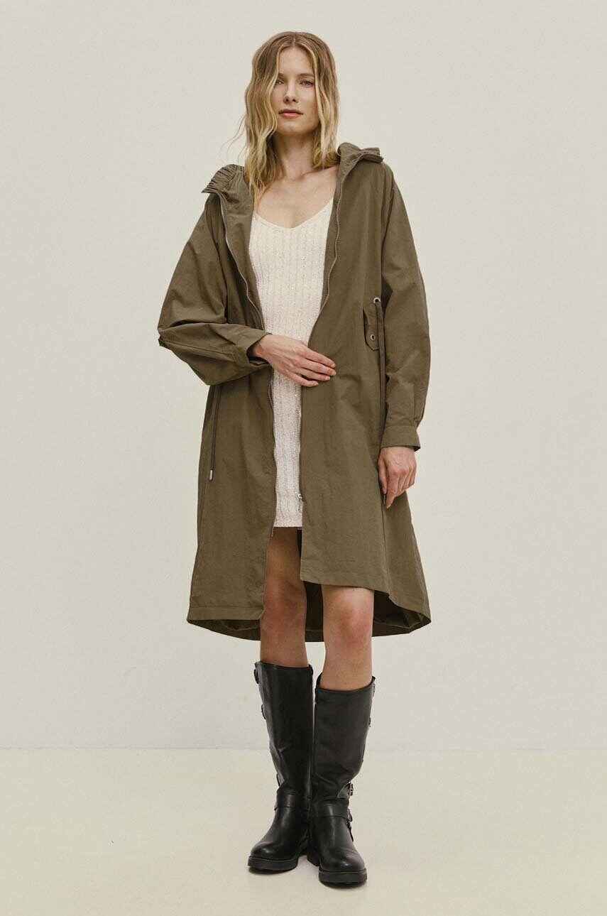 Answear Lab hanorac femei, culoarea bej, de tranzitie, oversize