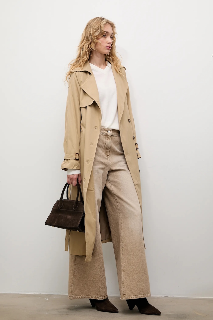 Answear Lab palton femei, culoarea bej, de tranzitie