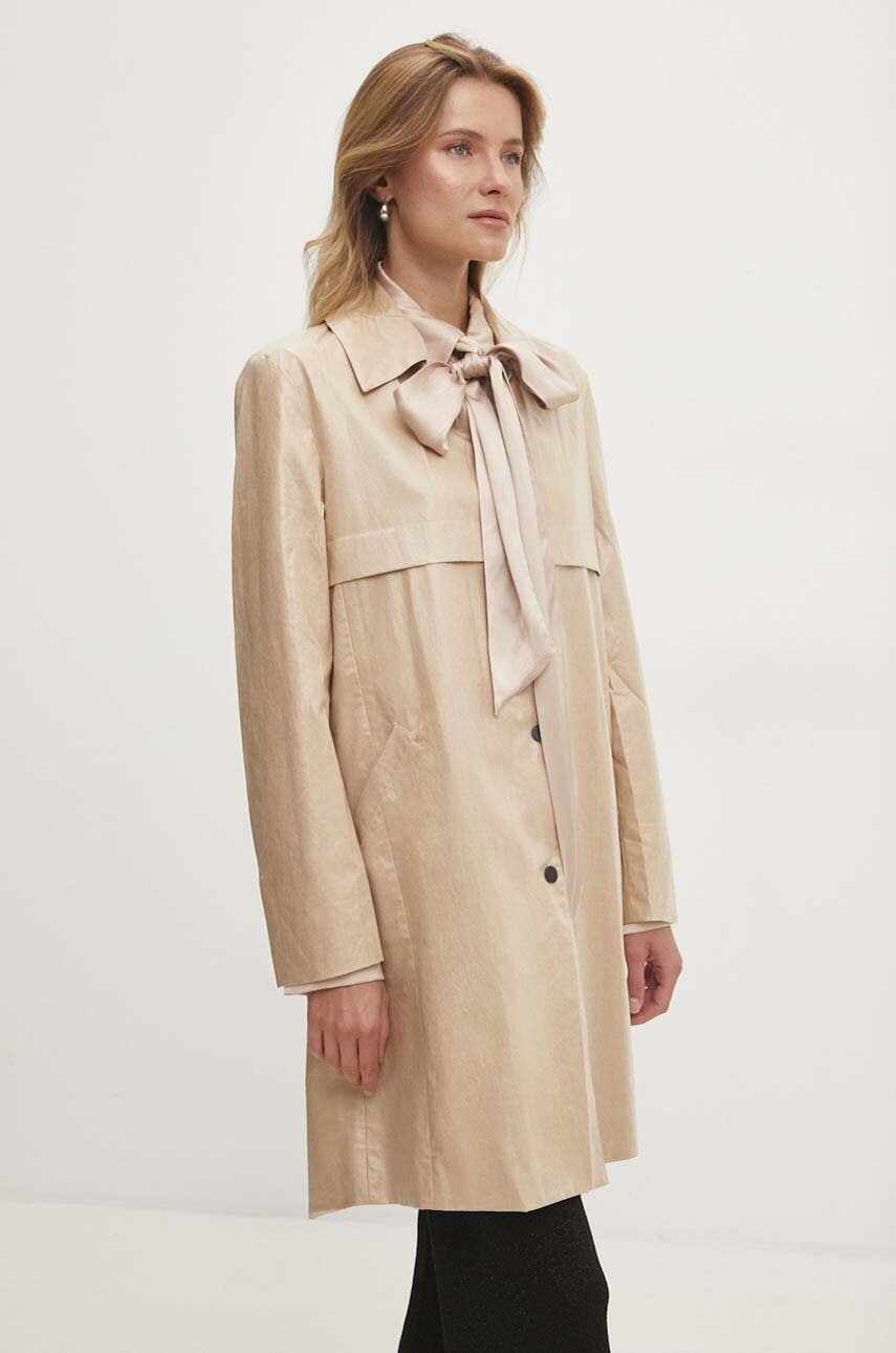 Answear Lab palton femei, culoarea bej, de tranzitie