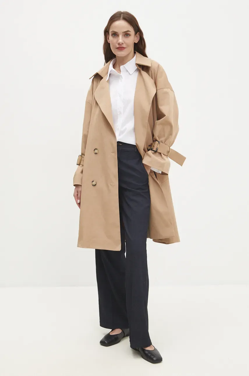 Тренч Answear.LAB женский цвет коричневый переходной oversize Тренч Answear.LAB женский цвет коричневый переходной oversize