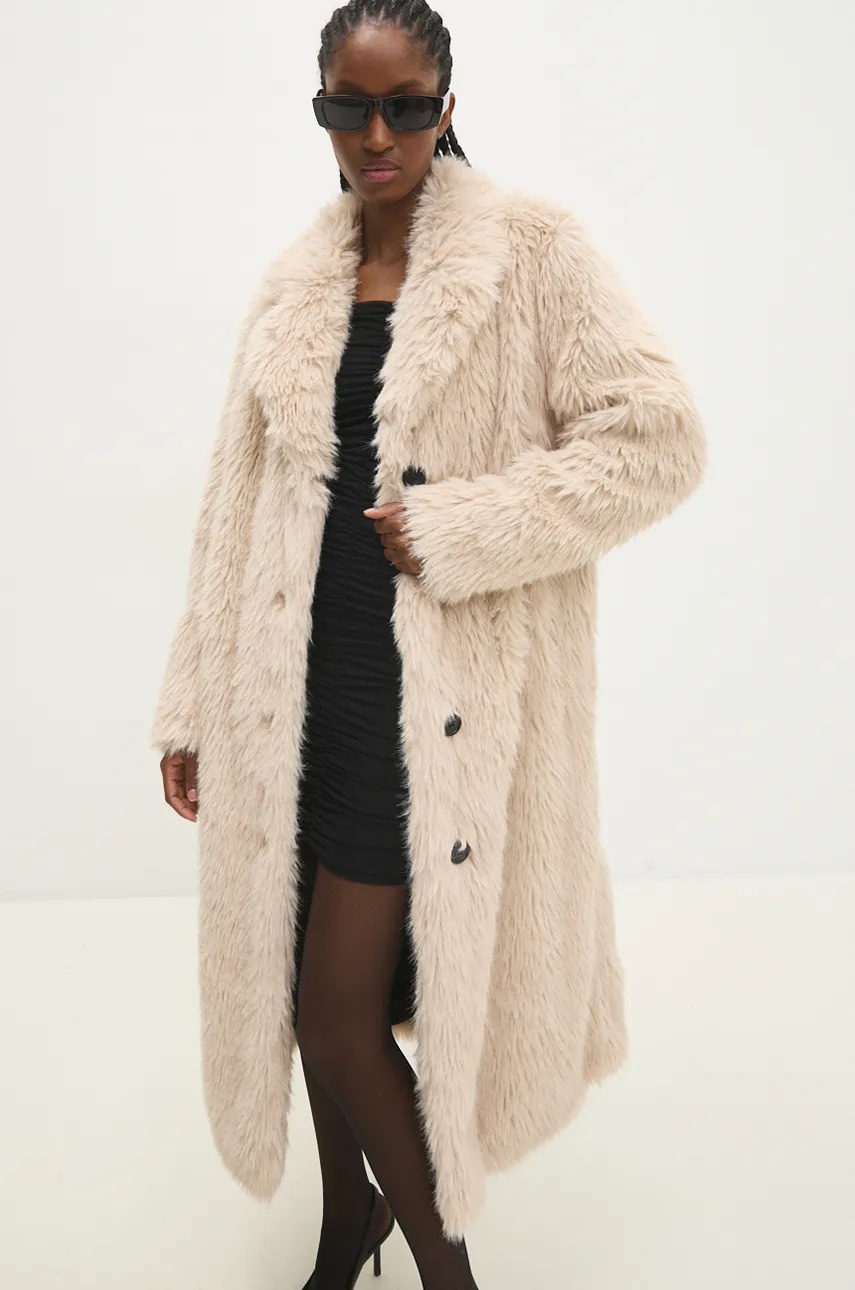 Answear Lab palton femei, culoarea bej, de tranzitie