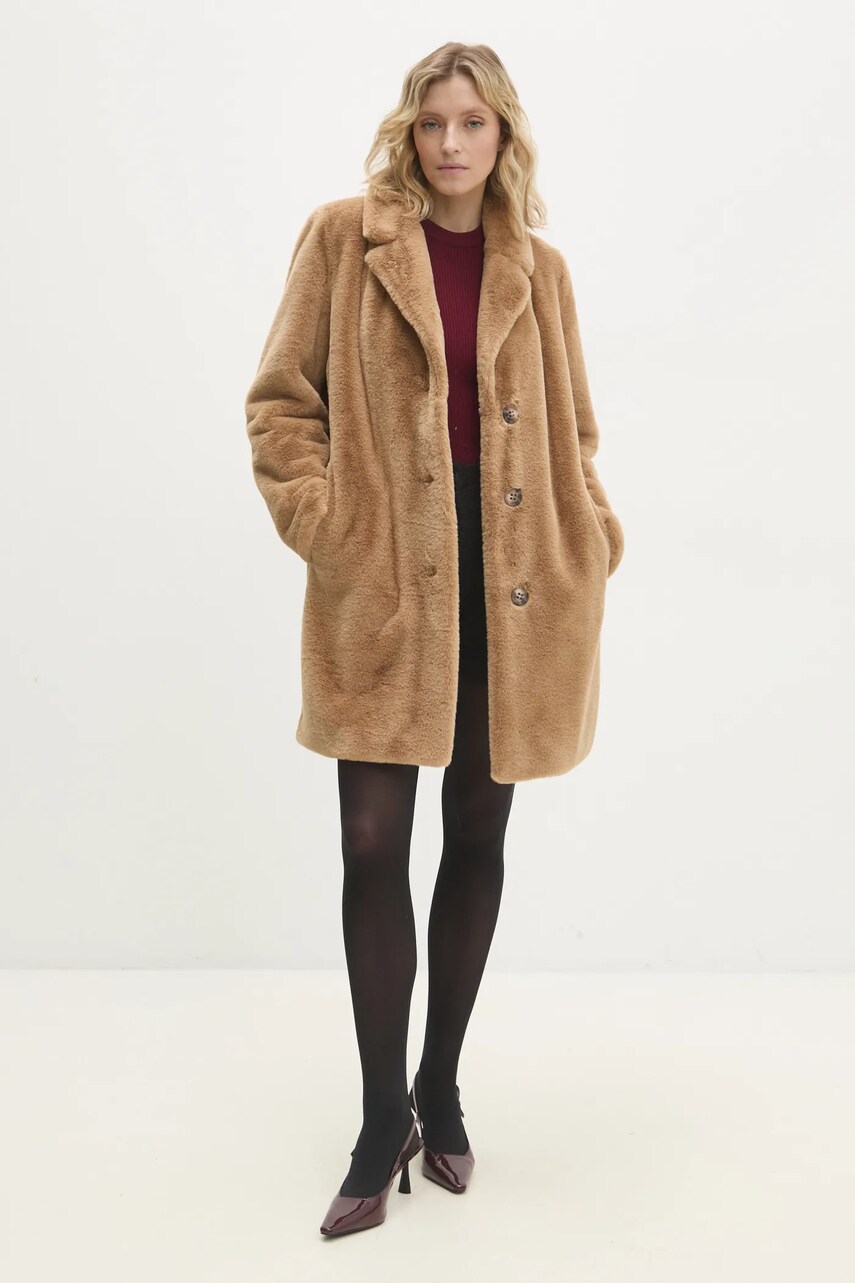Answear Lab palton femei, culoarea maro, de tranzitie