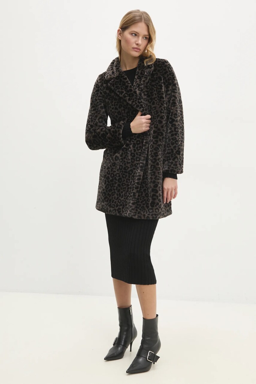 Answear Lab palton femei, culoarea negru, de tranzitie