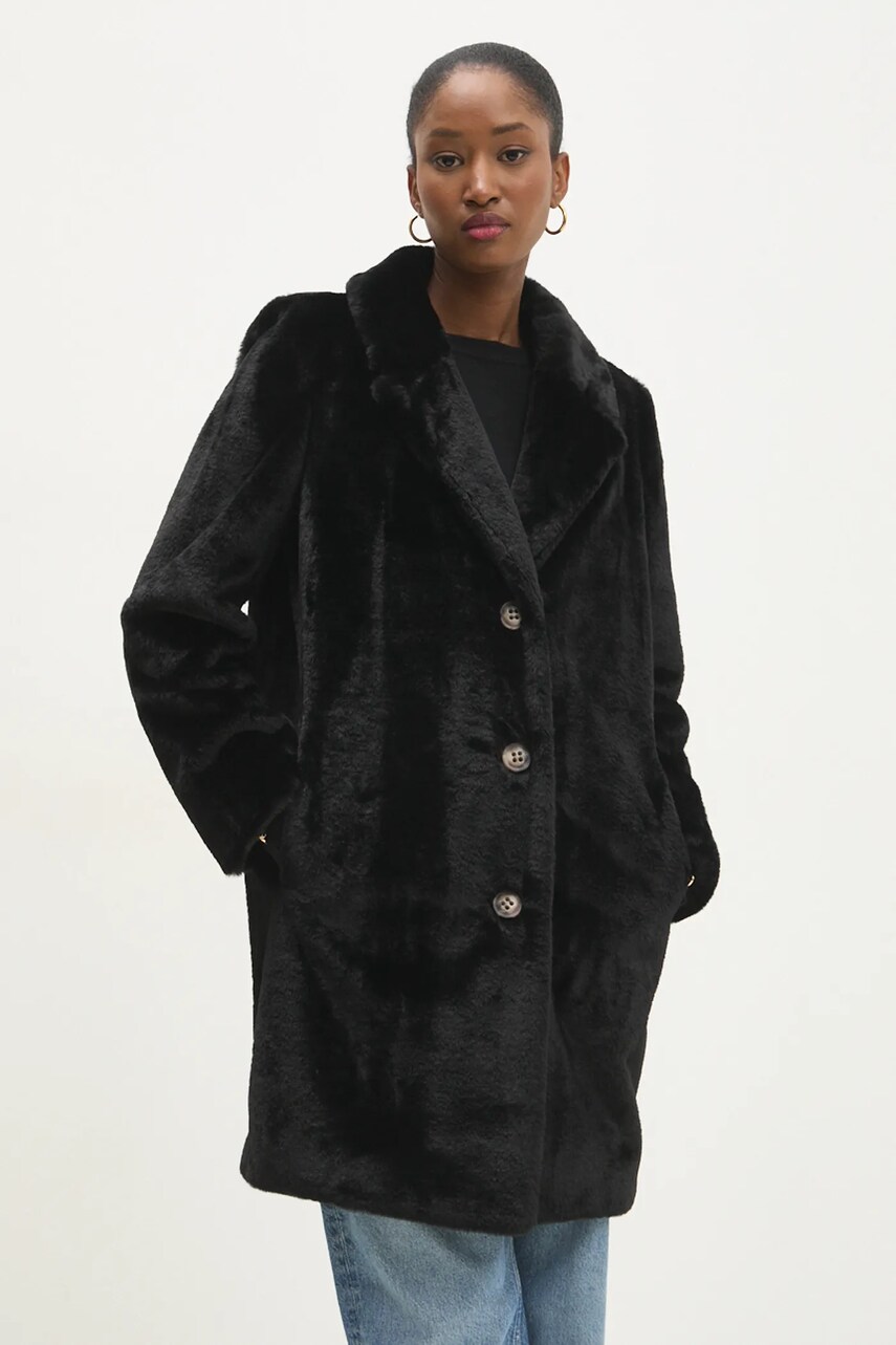 Answear Lab palton femei, culoarea negru, de tranzitie