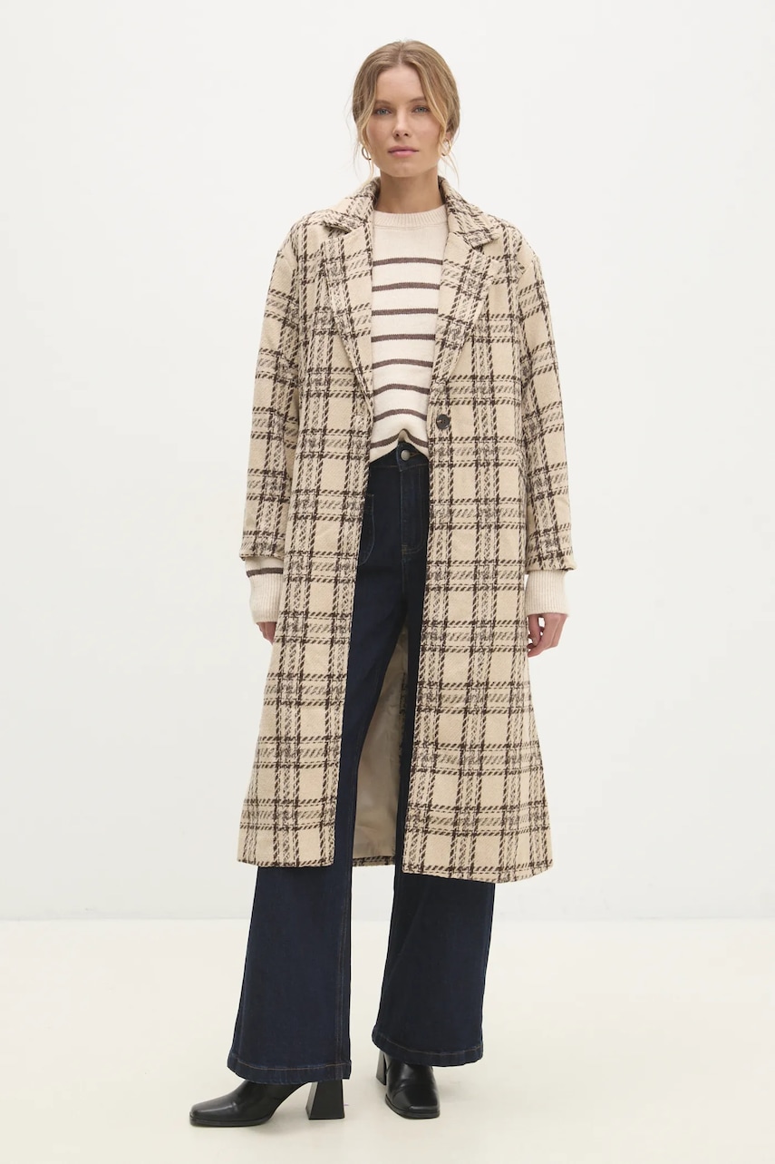 Answear Lab palton femei, culoarea bej, de tranzitie