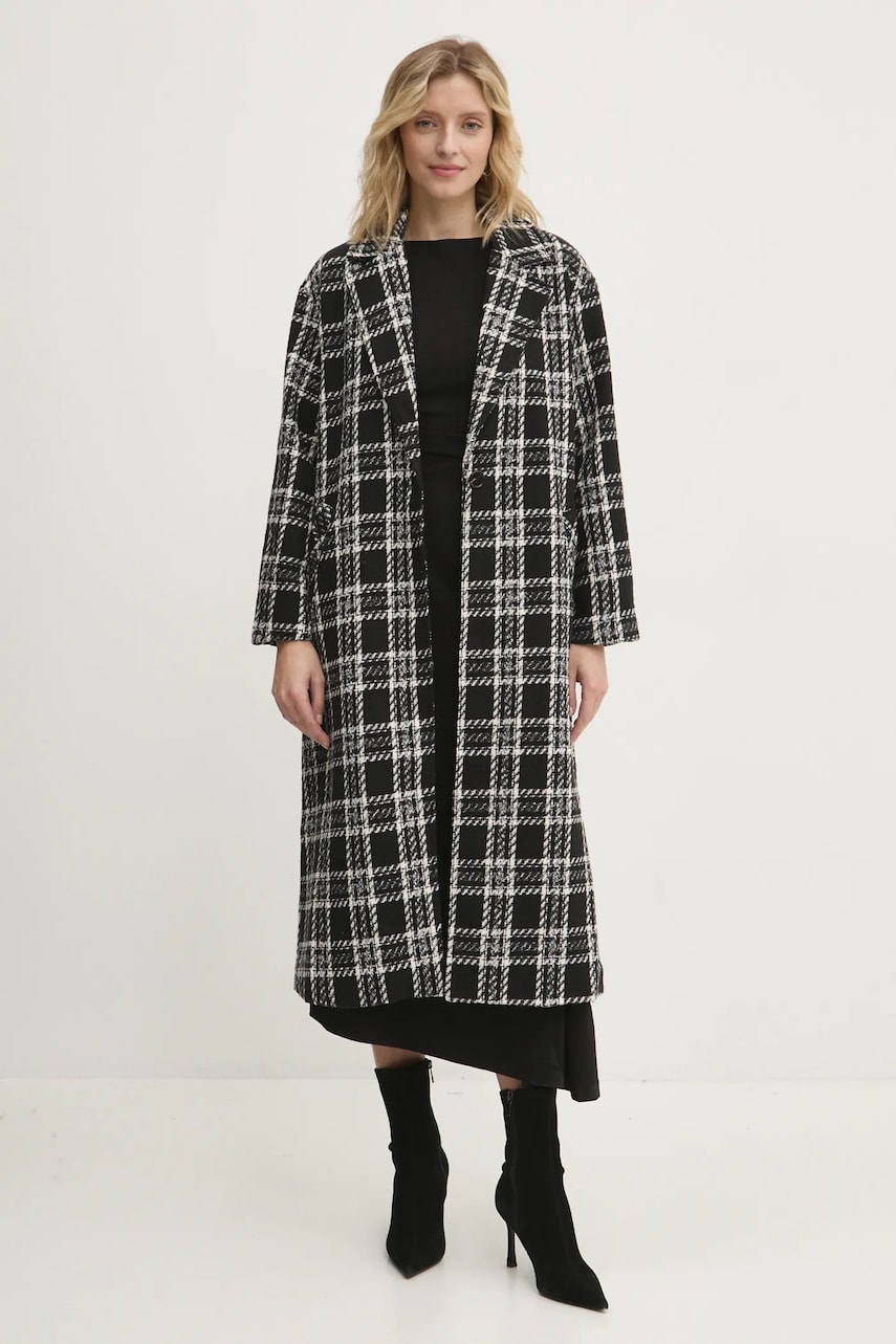 Answear Lab palton femei, culoarea negru, de tranzitie
