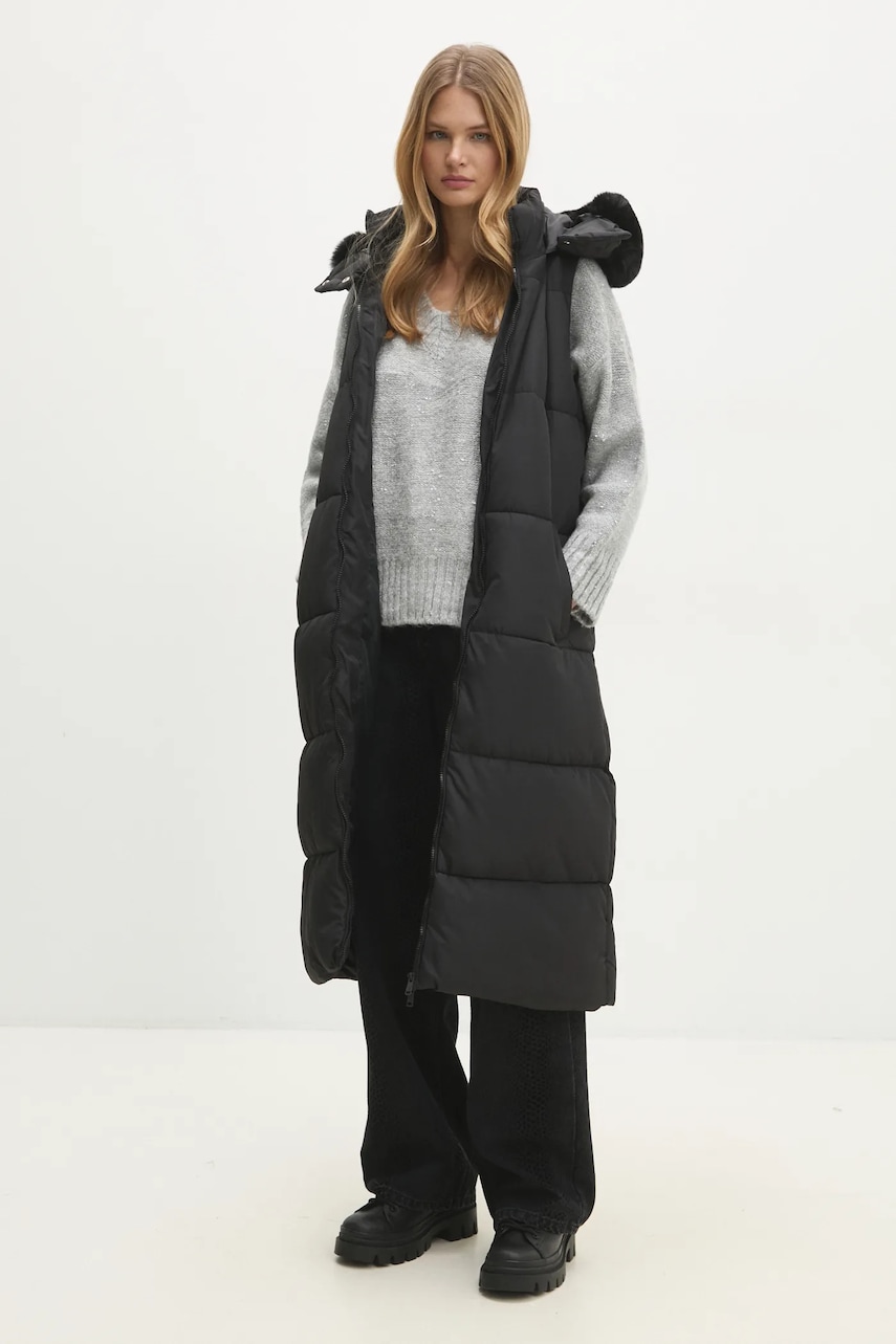 Answear Lab vesta femei, culoarea negru, de iarna Answear Lab vesta femei, culoarea negru, de iarna