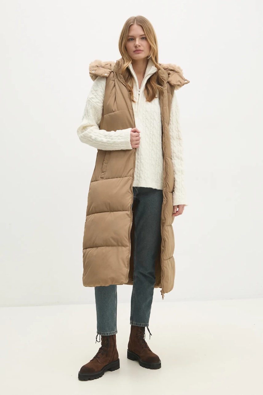 Answear Lab vesta femei, culoarea bej, de tranzitie Answear Lab vesta femei, culoarea bej, de tranzitie