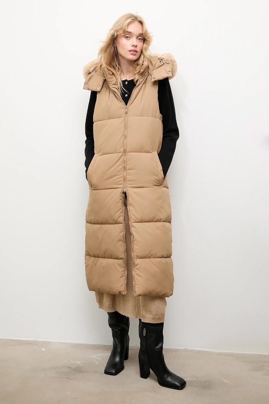 Answear Lab vesta femei, culoarea bej, de tranzitie Answear Lab vesta femei, culoarea bej, de tranzitie