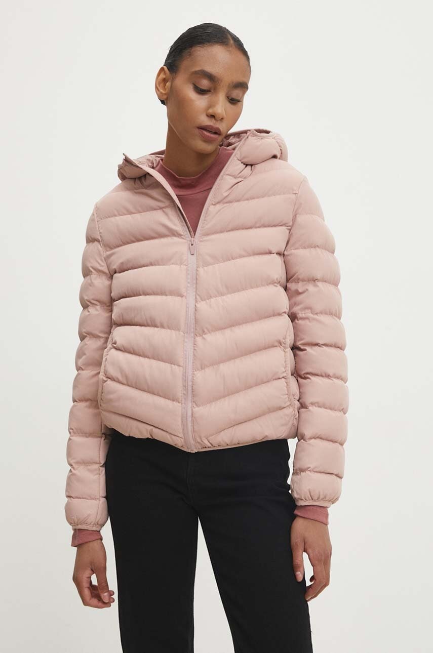 Levně Bunda Answear Lab dámská, růžová barva, přechodná