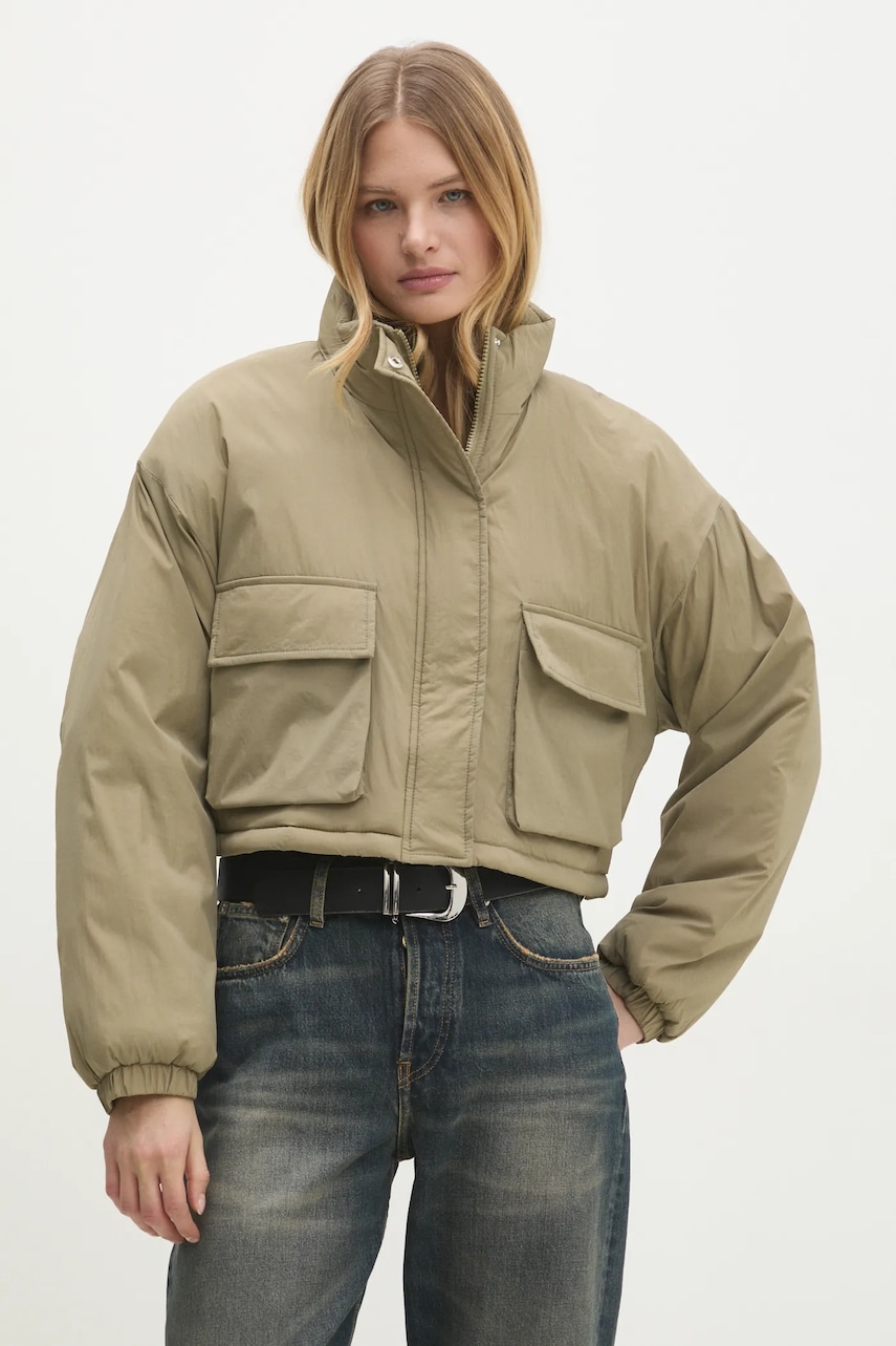 Answear Lab geaca femei, culoarea verde, de tranzitie