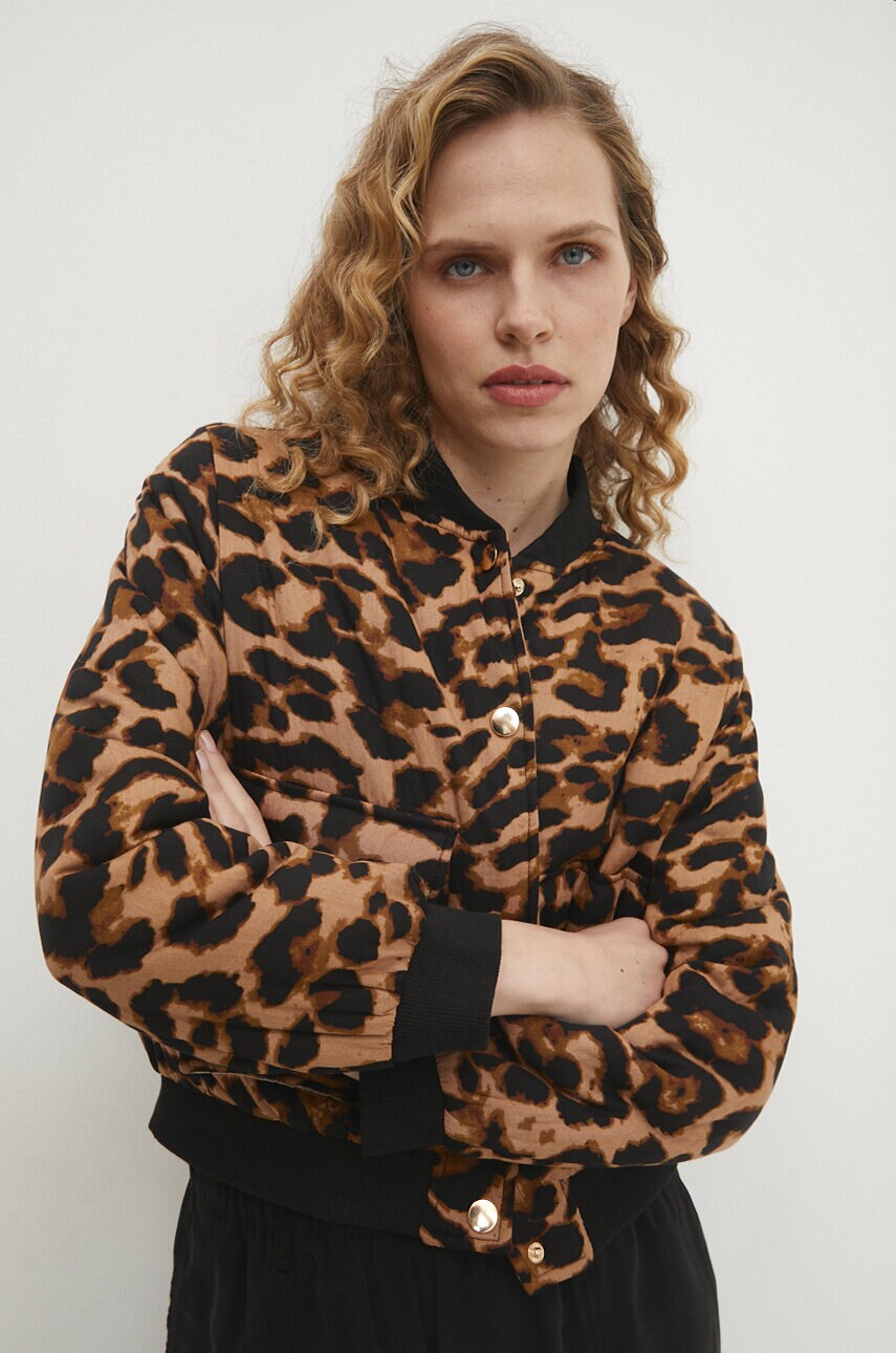Answear Lab geaca bomber femei, culoarea maro, de tranzitie