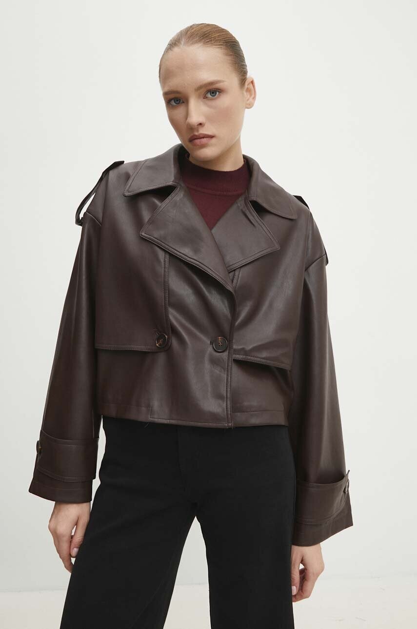 Answear Lab geaca femei, culoarea maro, de tranzitie, oversize