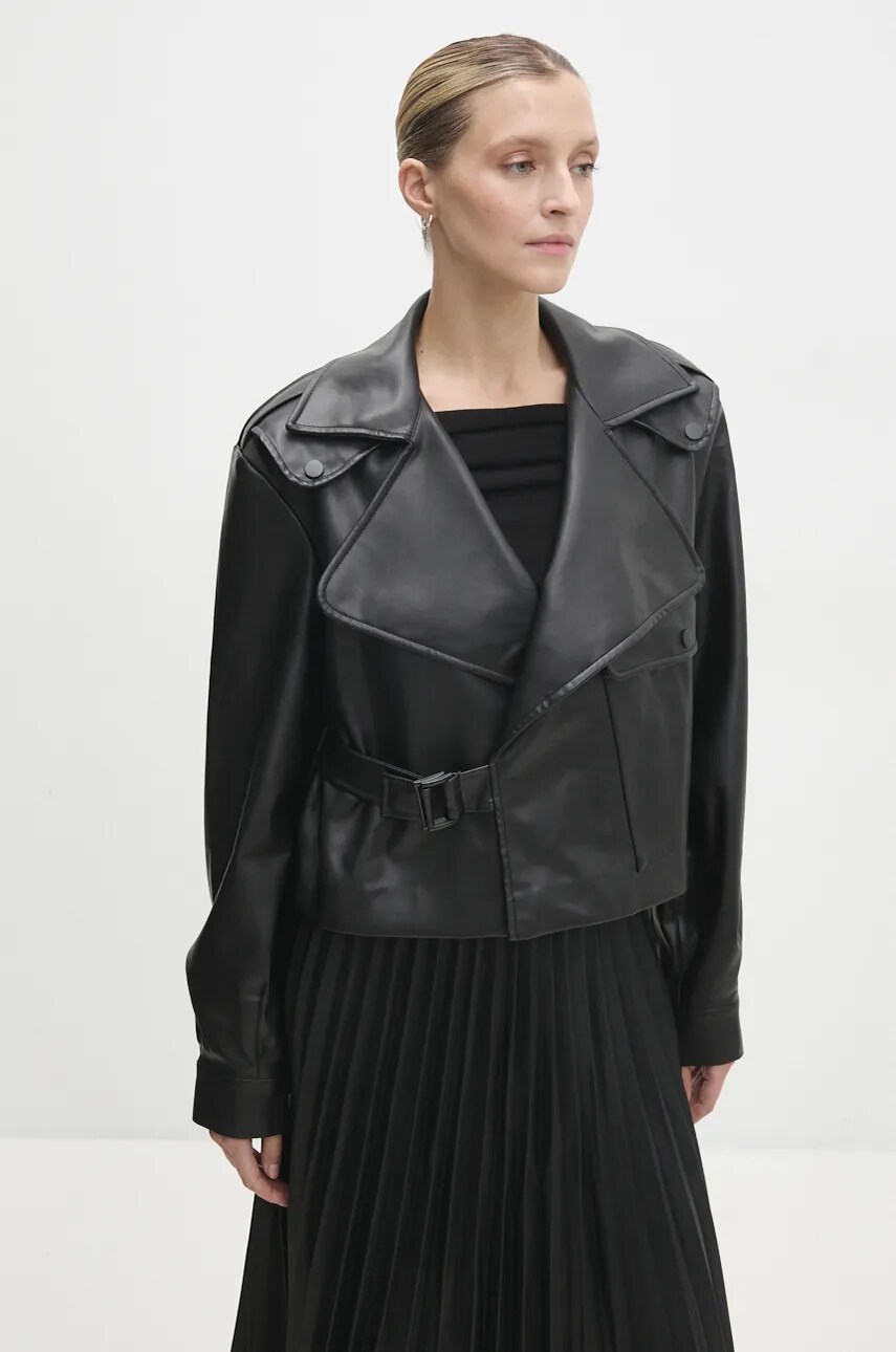 Answear Lab geaca femei, culoarea negru, de tranzitie, oversize