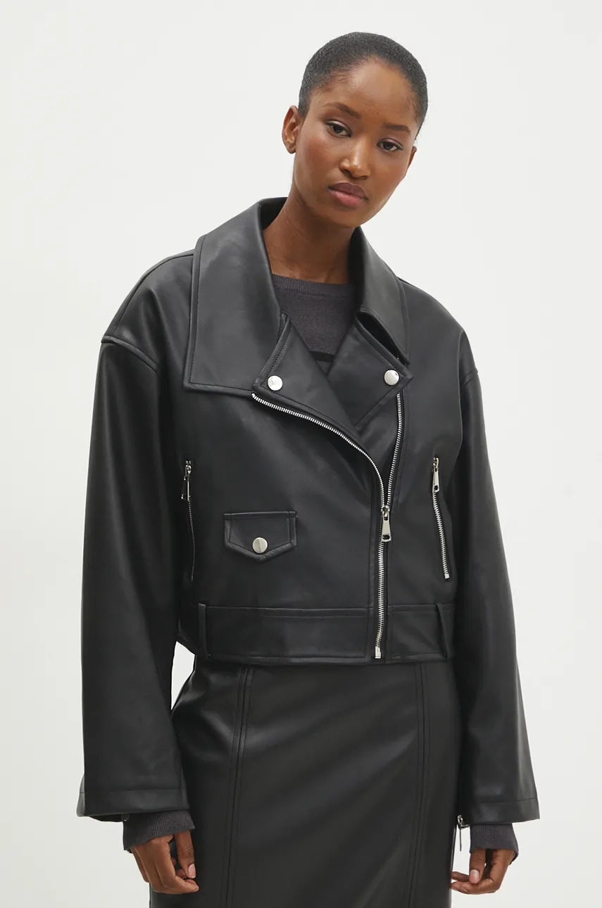 Answear Lab geaca femei, culoarea negru, de tranzitie