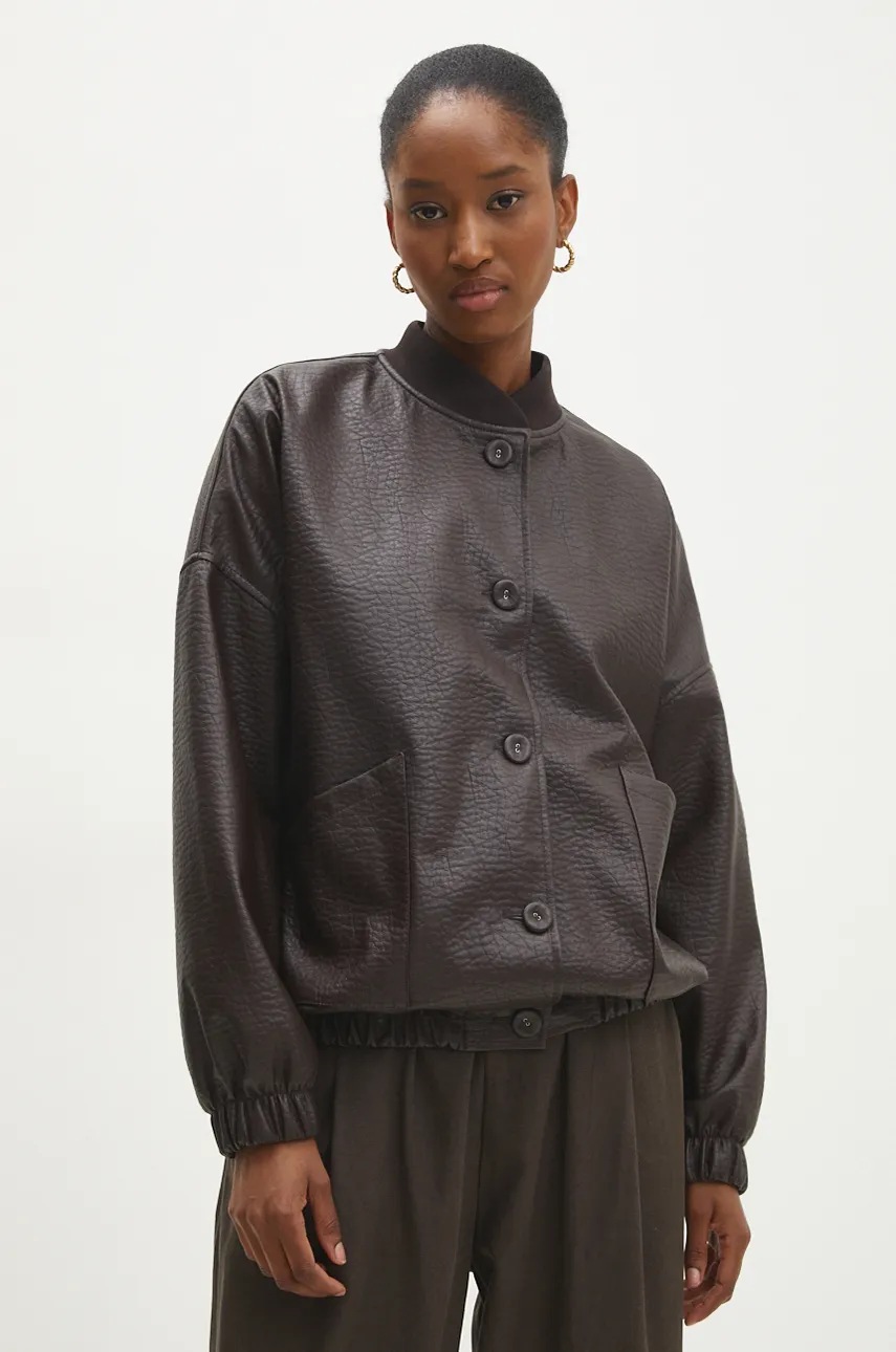 Answear Lab geaca femei, culoarea maro, de tranzitie, oversize