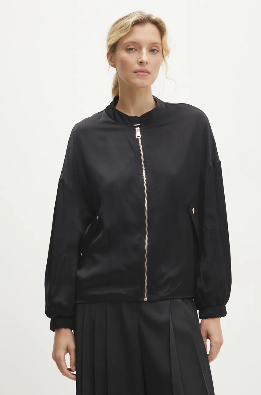 Μπουφάν bomber Answear.LAB γυναικεία, χρώμα: μαύρο φωτογραφία
