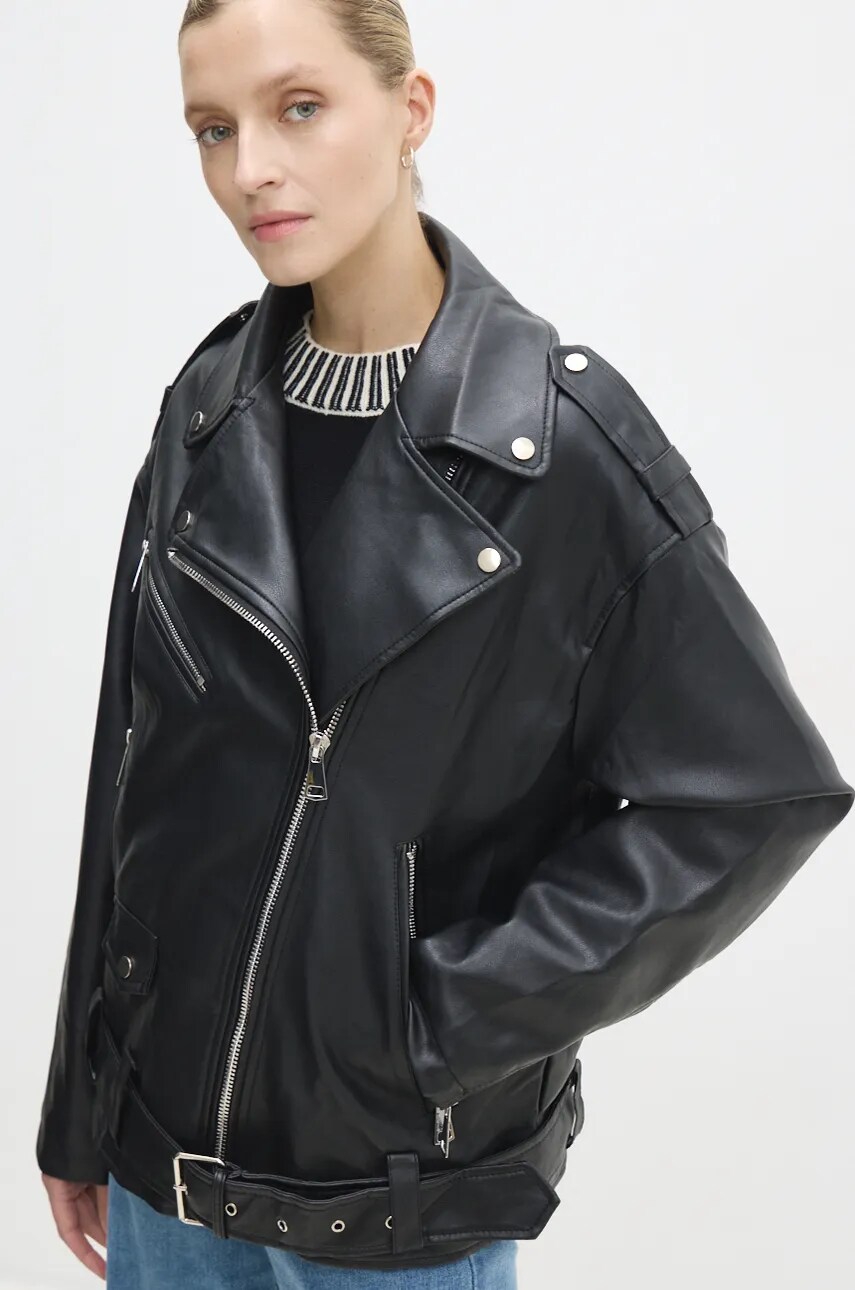 Answear Lab geaca ramones femei, culoarea negru, de tranzitie, oversize