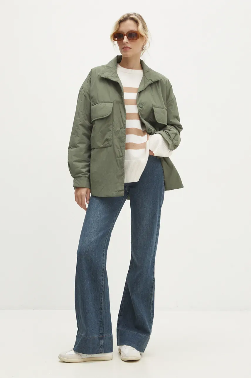Куртка Answear Lab женская цвет зелёный переходная oversize Куртка Answear Lab женская цвет зелёный переходная oversize