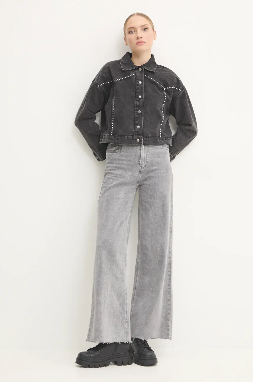 Джинсовая куртка Answear.LAB женская цвет чёрный переходная oversize Джинсовая куртка Answear.LAB женская цвет чёрный переходная oversize