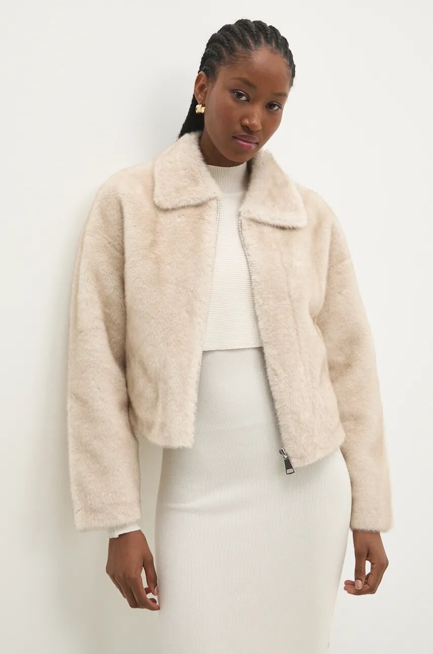 Answear Lab geaca femei, culoarea bej, de tranzitie, oversize