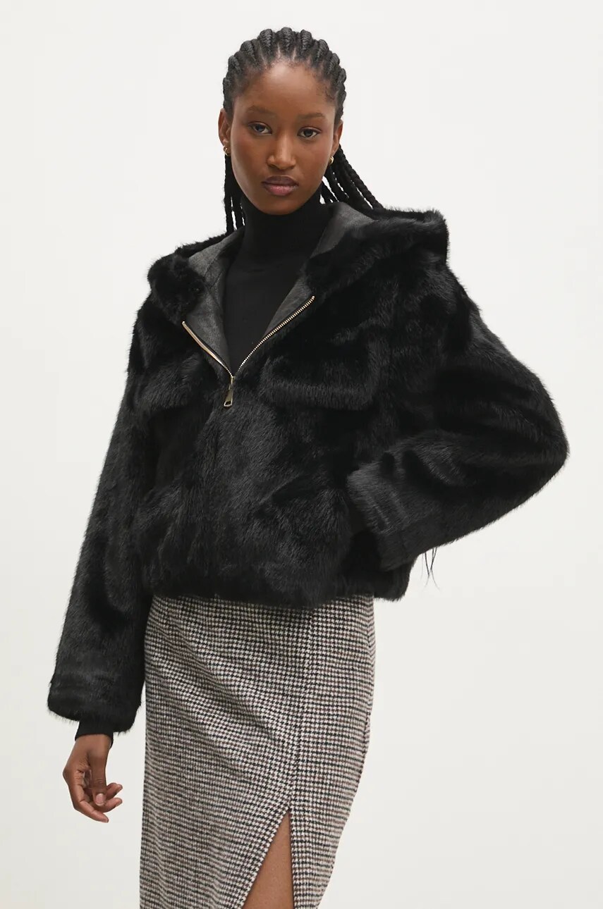 Answear Lab geaca femei, culoarea negru, de tranzitie