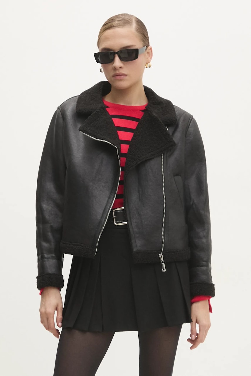 Answear Lab geaca ramones femei, culoarea negru, de tranzitie