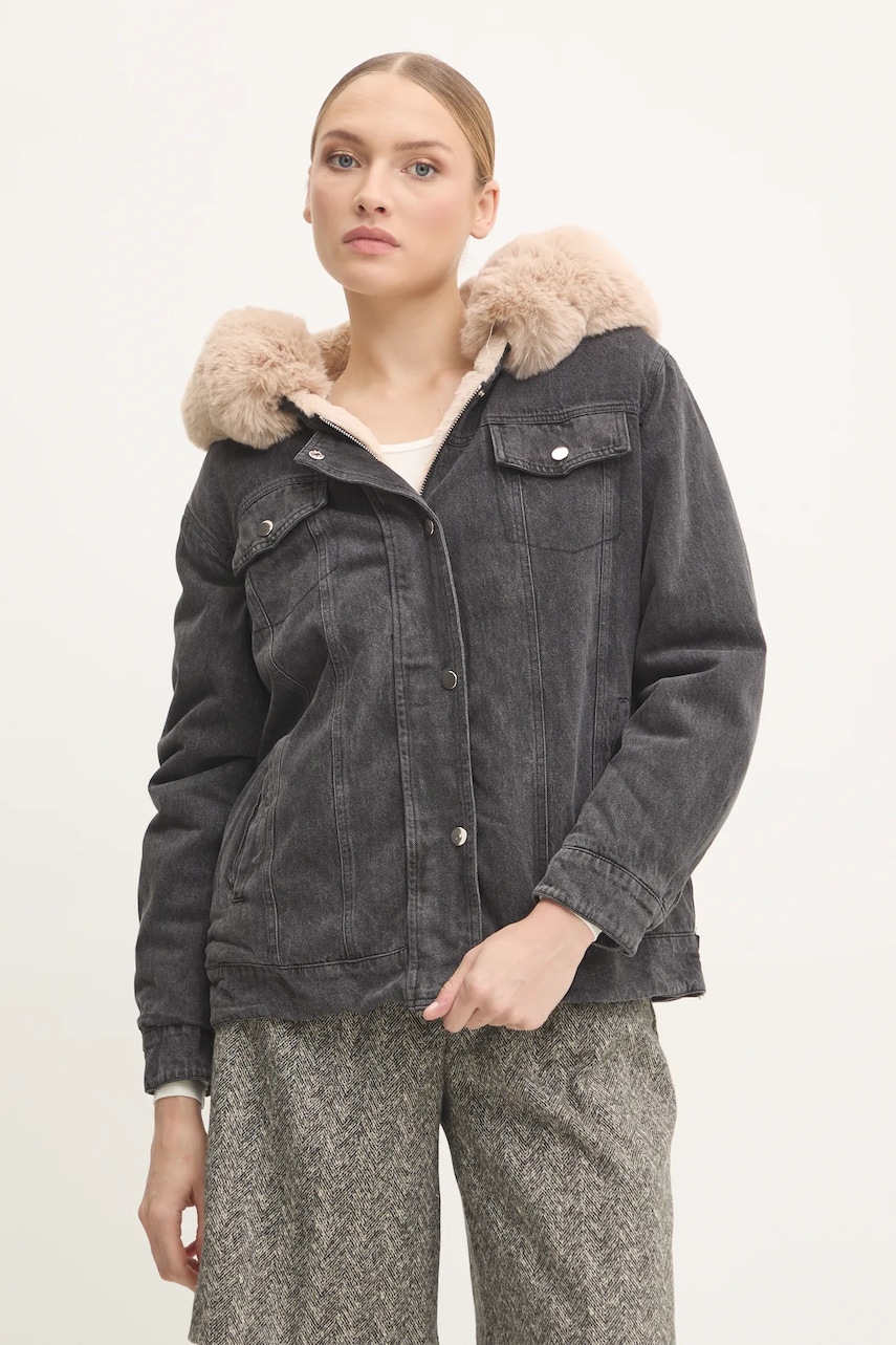 Answear Lab geaca cu doua fete femei, culoarea negru, de iarna, oversize