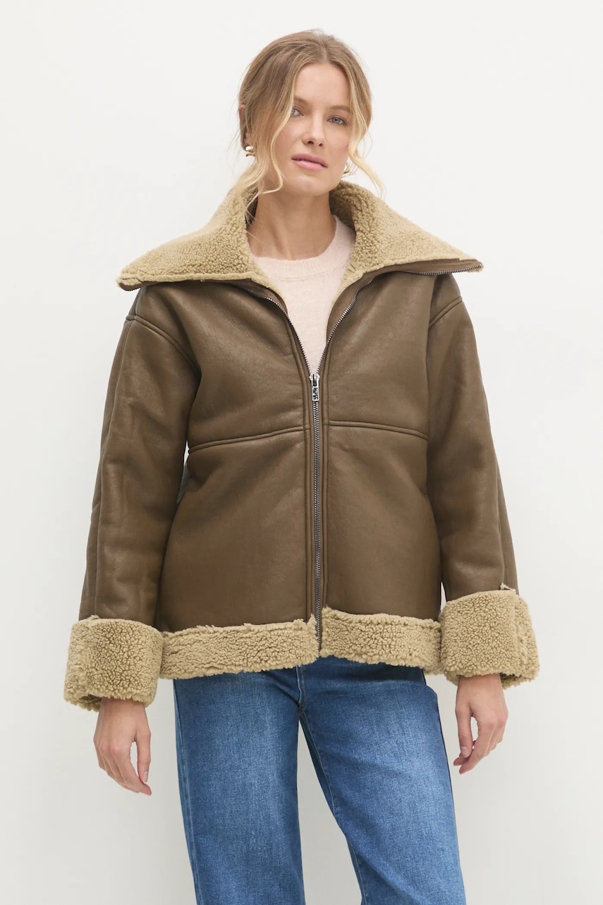 Answear Lab geaca femei, culoarea verde, de tranzitie