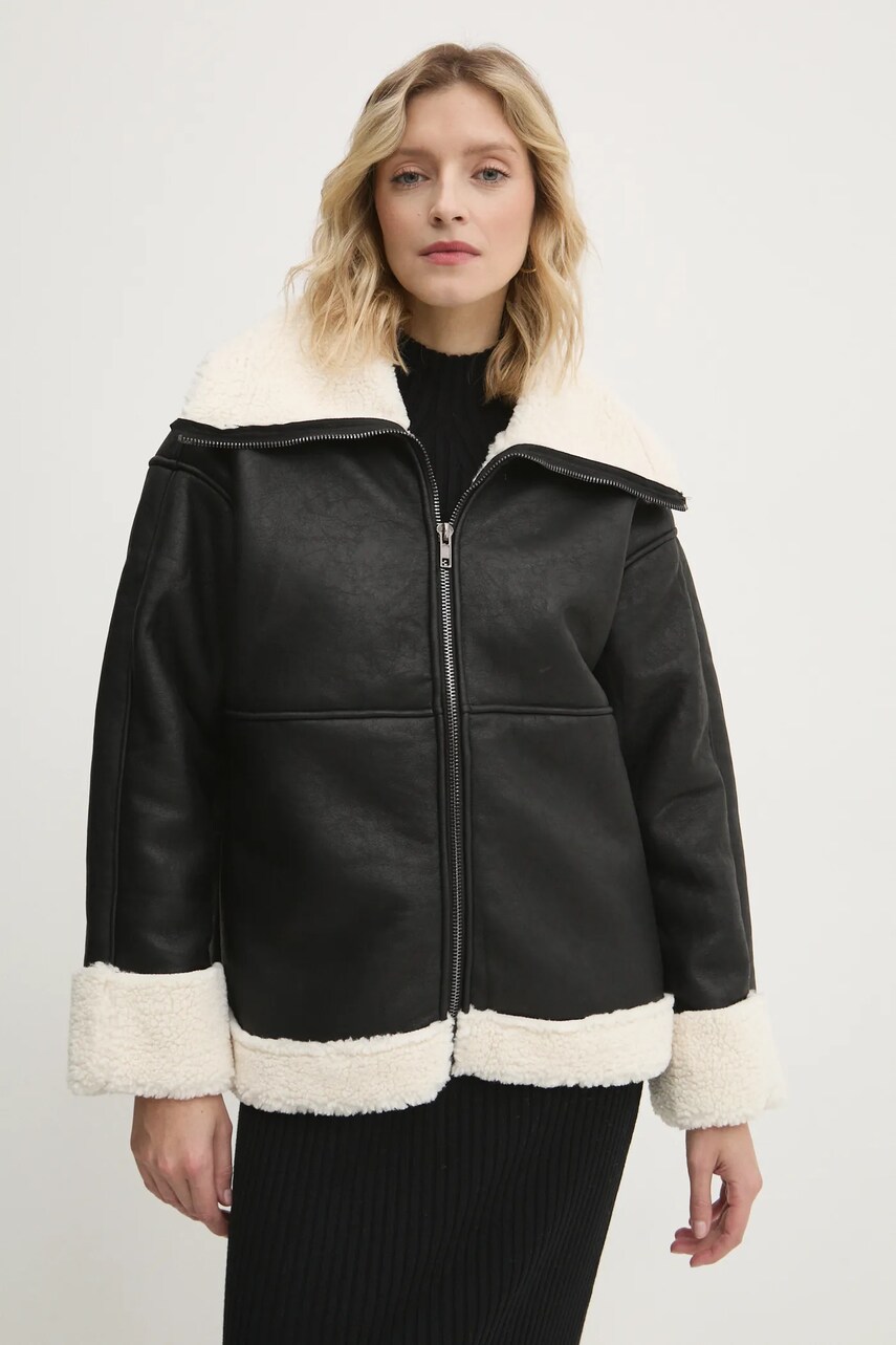 Answear Lab geaca femei, culoarea negru, de tranzitie
