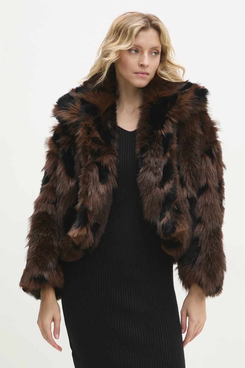 Answear Lab geaca femei, culoarea maro, de tranzitie, oversize