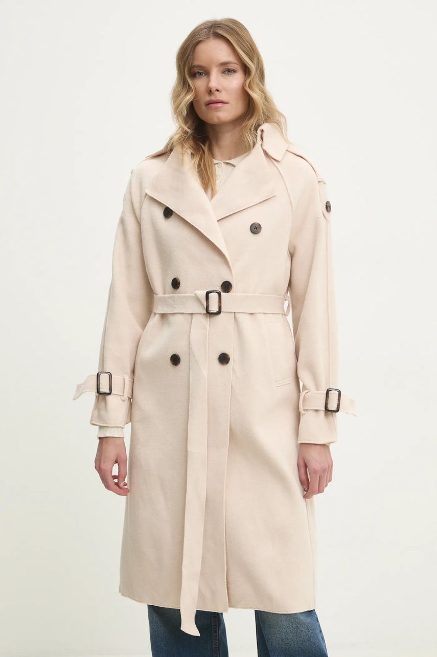 Παλτό Answear.LAB χρώμα: μπεζ φωτογραφία