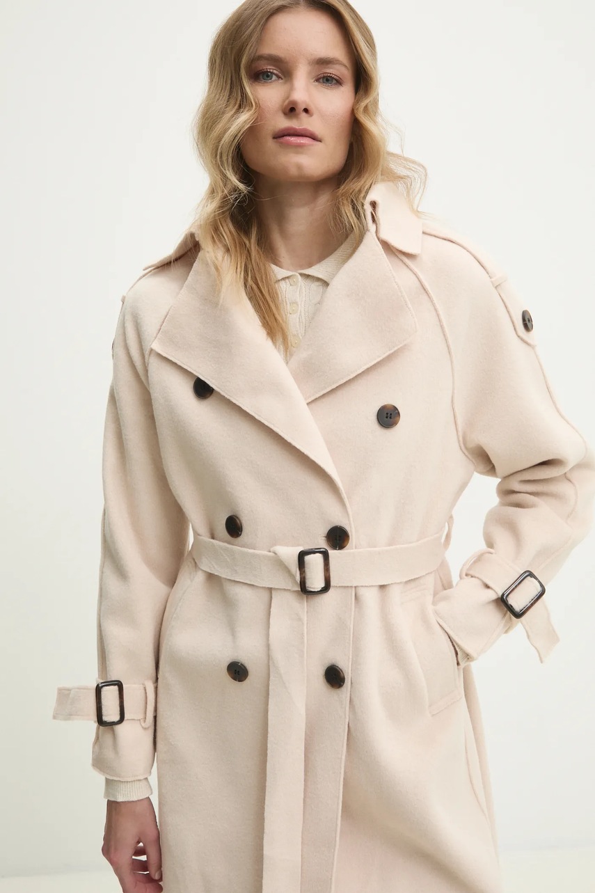 Παλτό Answear.LAB χρώμα: μπεζ φωτογραφία