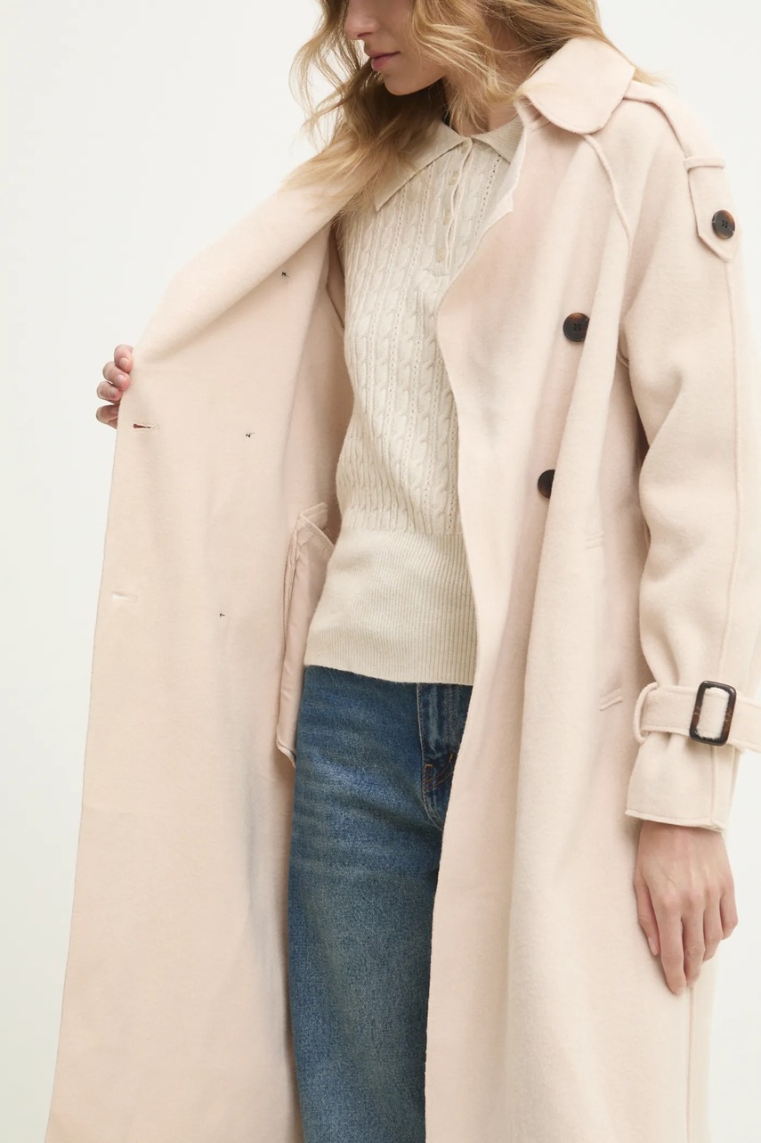 Παλτό Answear.LAB χρώμα: μπεζ φωτογραφία