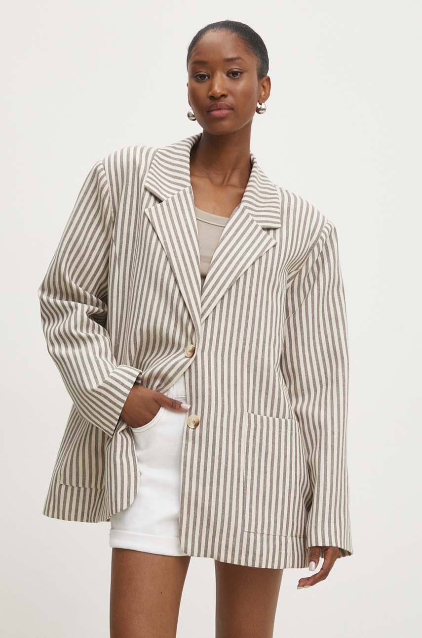 Answear Lab sacou culoarea maro, oversize, modelator