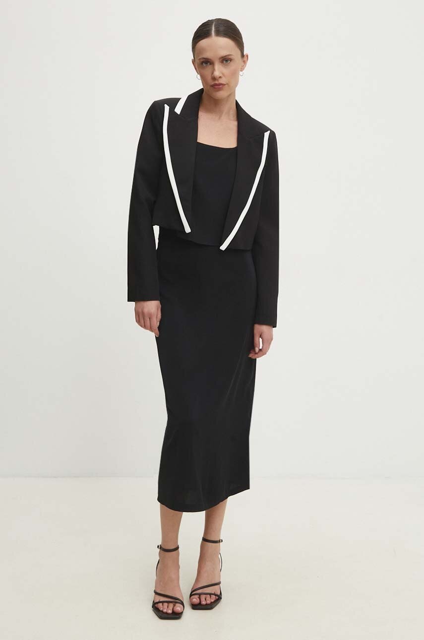 Answear Lab sacou culoarea negru, desfacut, neted Answear Lab sacou culoarea negru, desfacut, neted