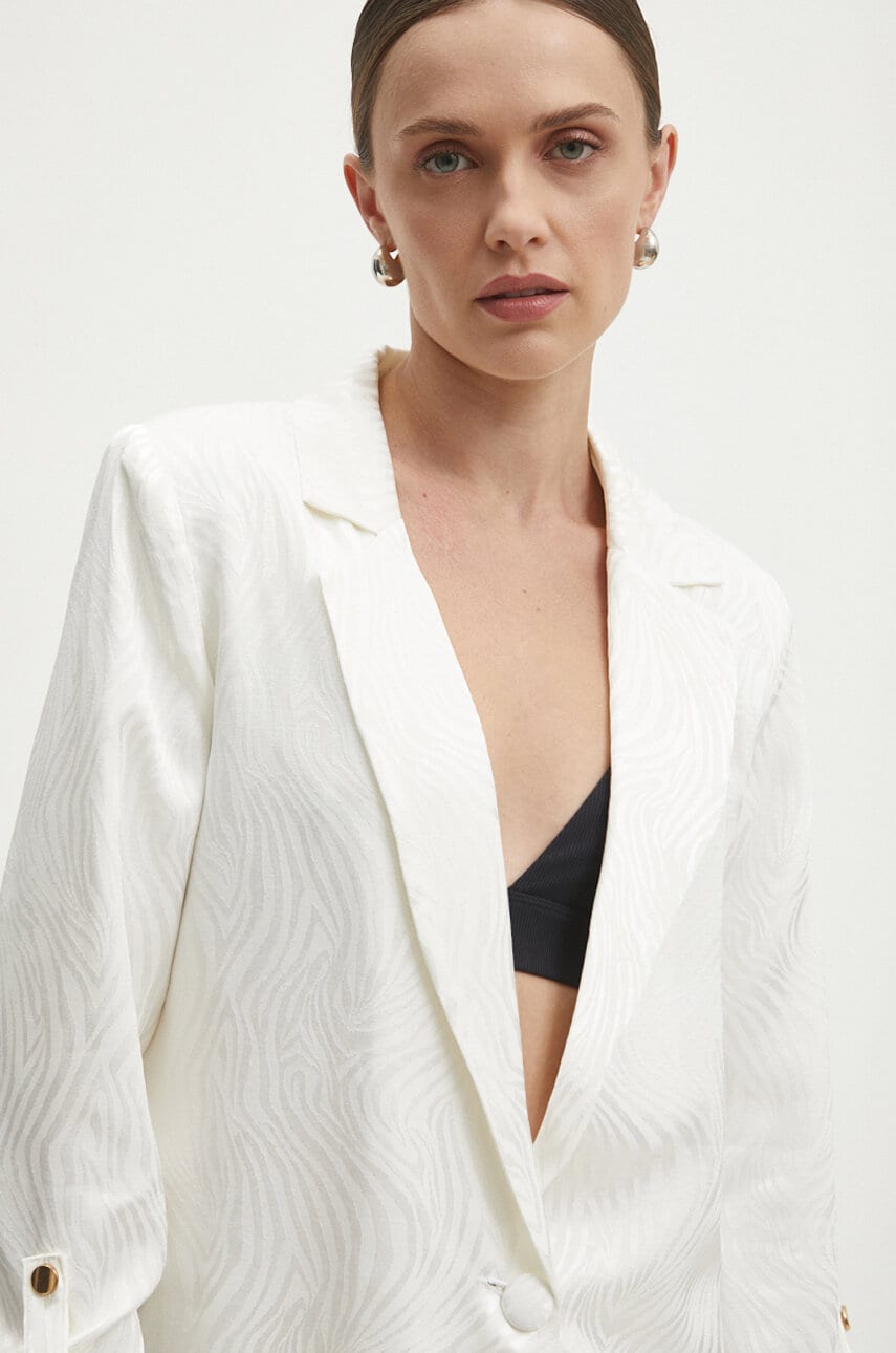 Answear Lab sacou culoarea alb, un singur rand de nasturi, modelator Answear Lab sacou culoarea alb, un singur rand de nasturi, modelator