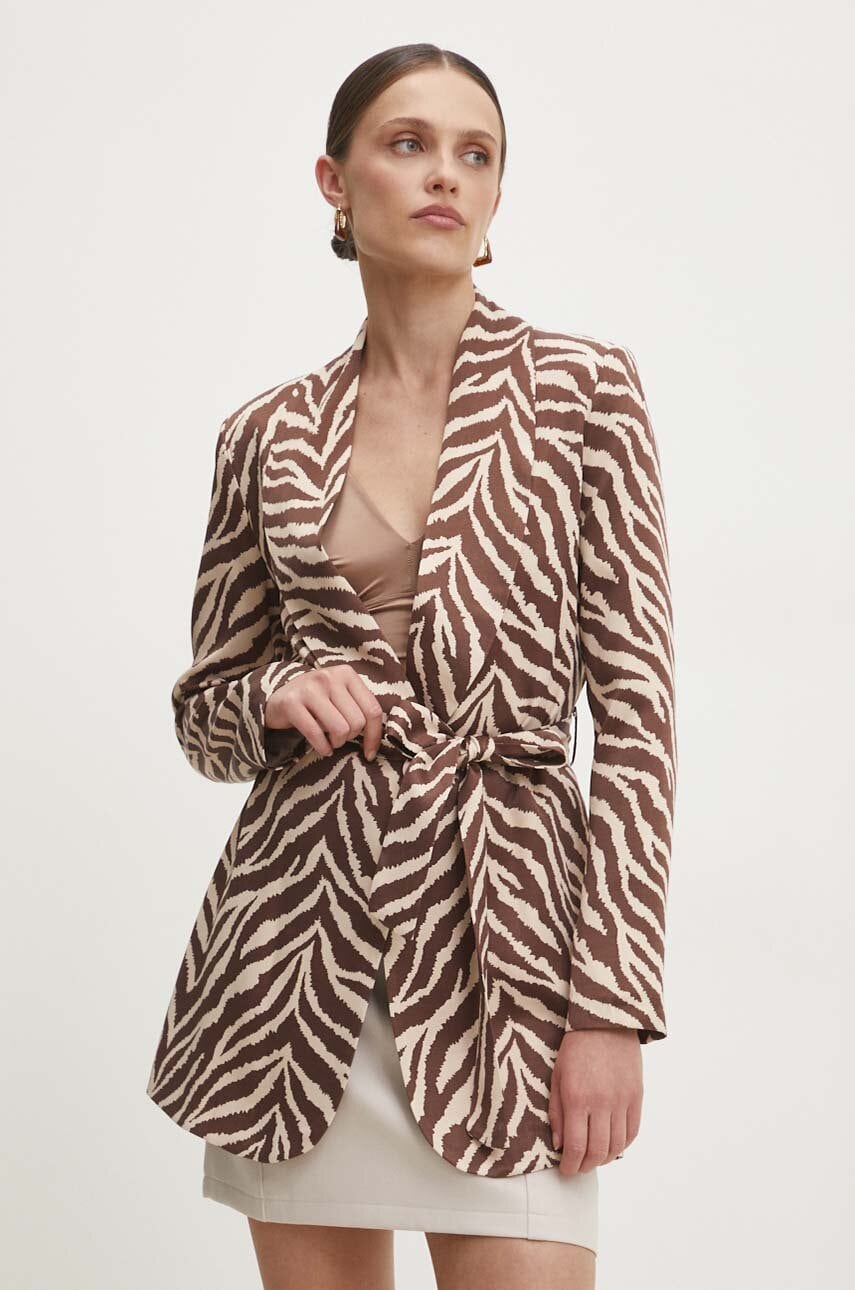 Answear Lab sacou culoarea maro, un singur rand de nasturi, modelator