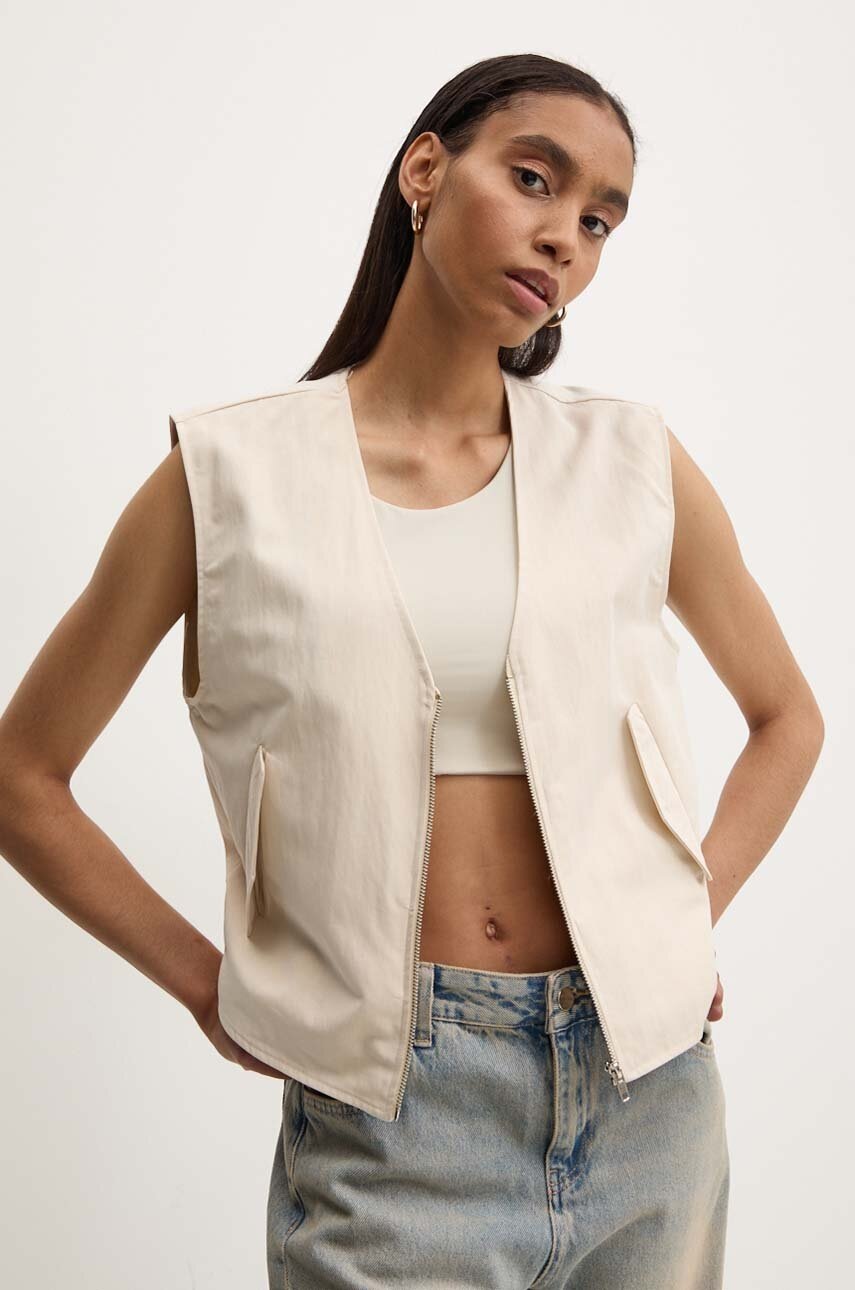 Answear Lab vesta culoarea bej, de tranzitie