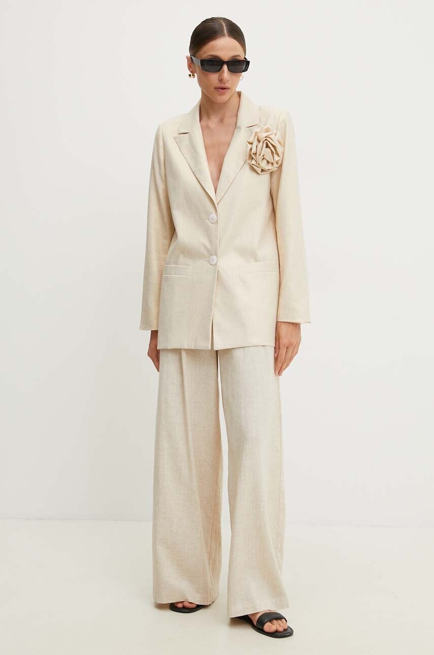Answear Lab blazer din amestec de in culoarea auriu, un singur rand de nasturi, neted