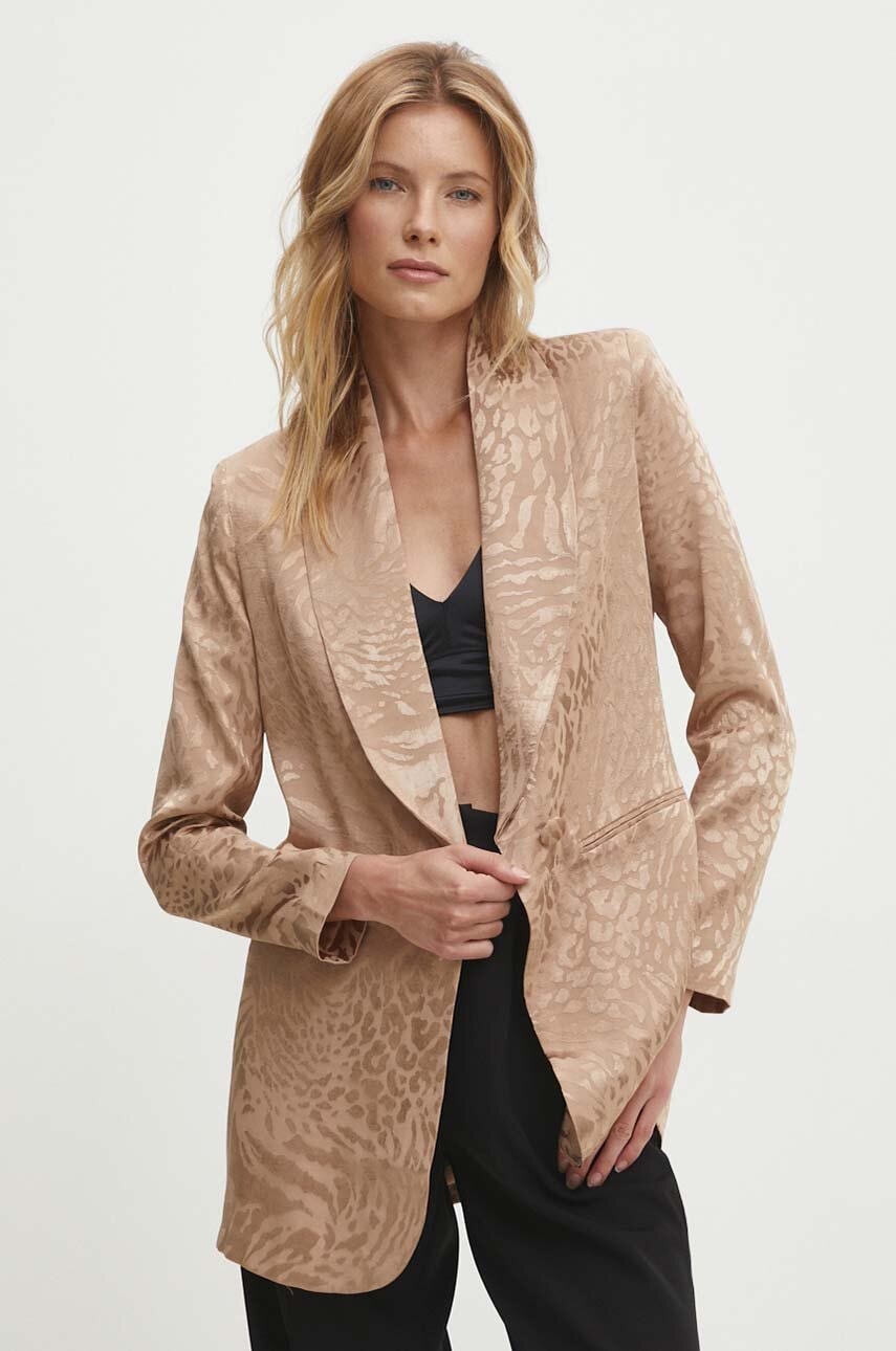 Answear Lab sacou culoarea bej, un singur rand de nasturi, modelator Answear Lab sacou culoarea bej, un singur rand de nasturi, modelator