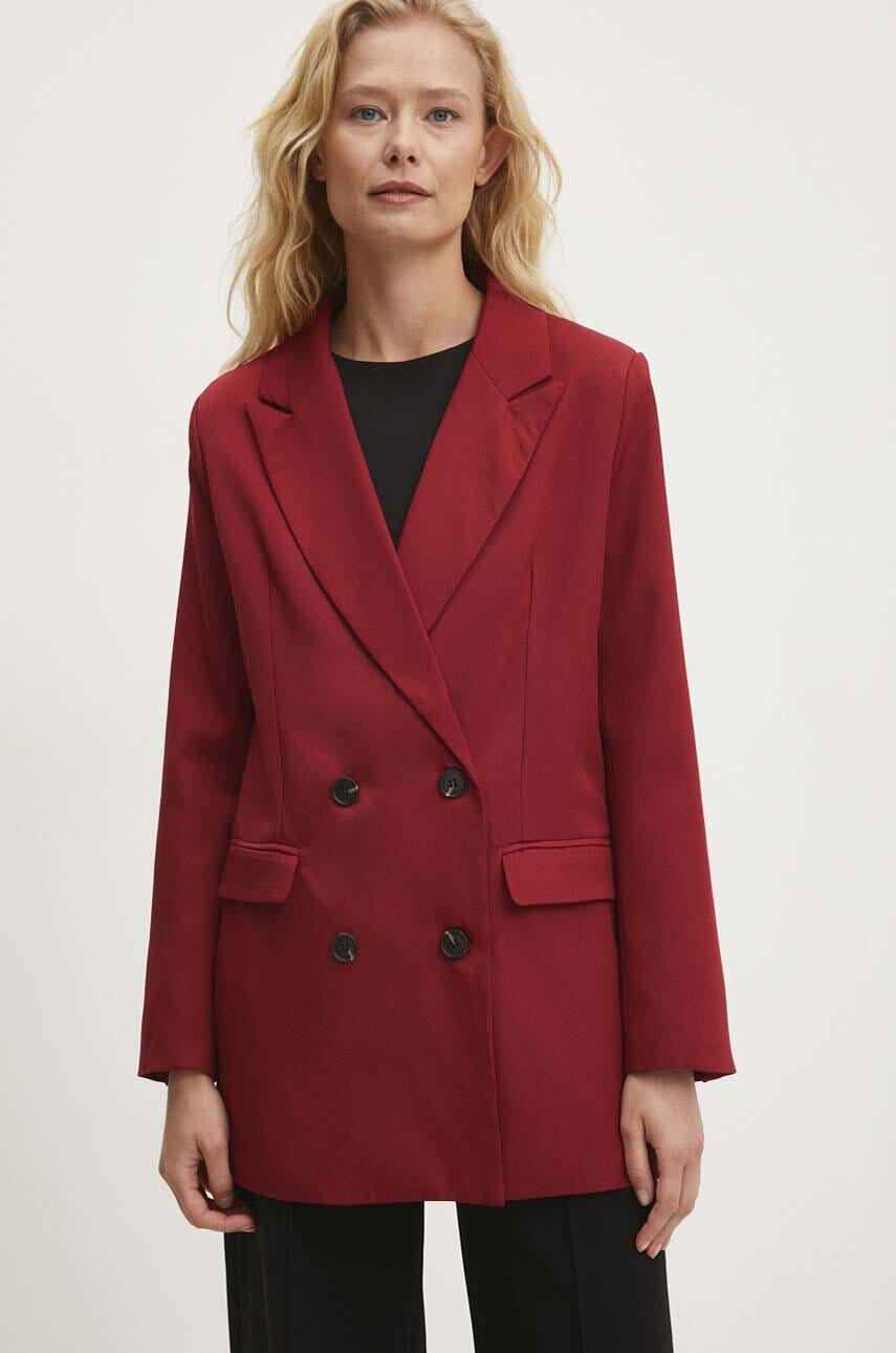 Answear Lab sacou culoarea bordo, cu doua randuri de nasturi, neted Answear Lab sacou culoarea bordo, cu doua randuri de nasturi, neted