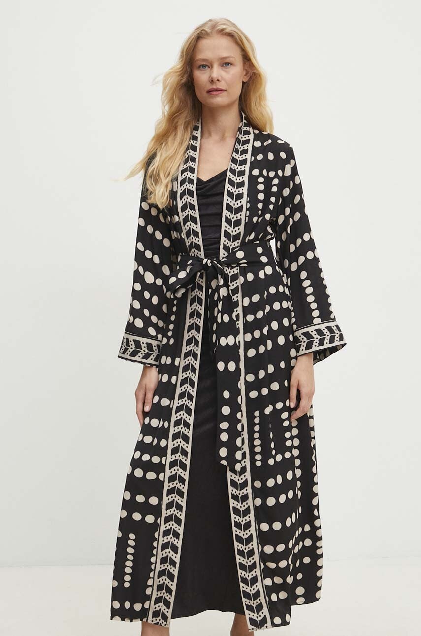 Answear Lab kimono culoarea negru, desfacut, modelator