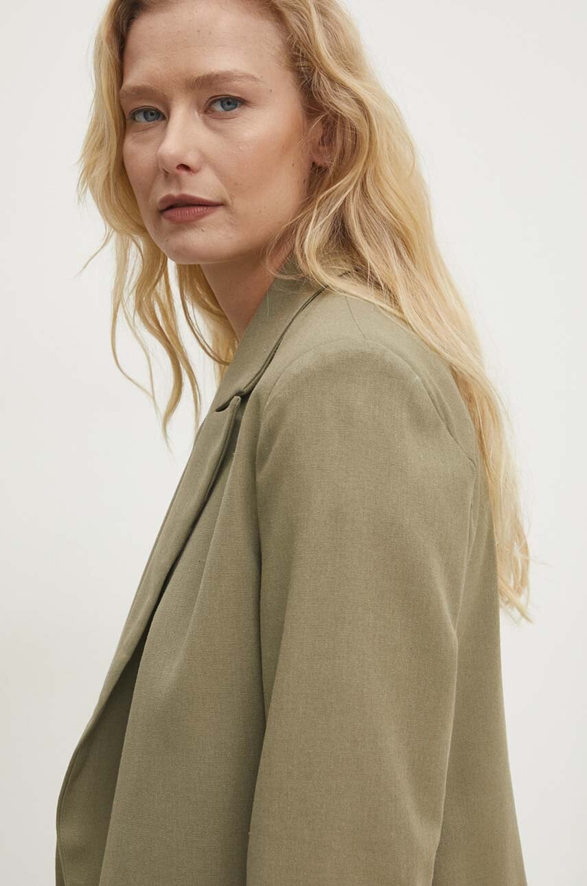 Answear Lab sacou din in culoarea verde, desfacut, neted