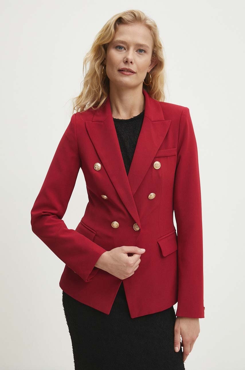 Answear Lab sacou culoarea bordo, cu doua randuri de nasturi, neted Answear Lab sacou culoarea bordo, cu doua randuri de nasturi, neted